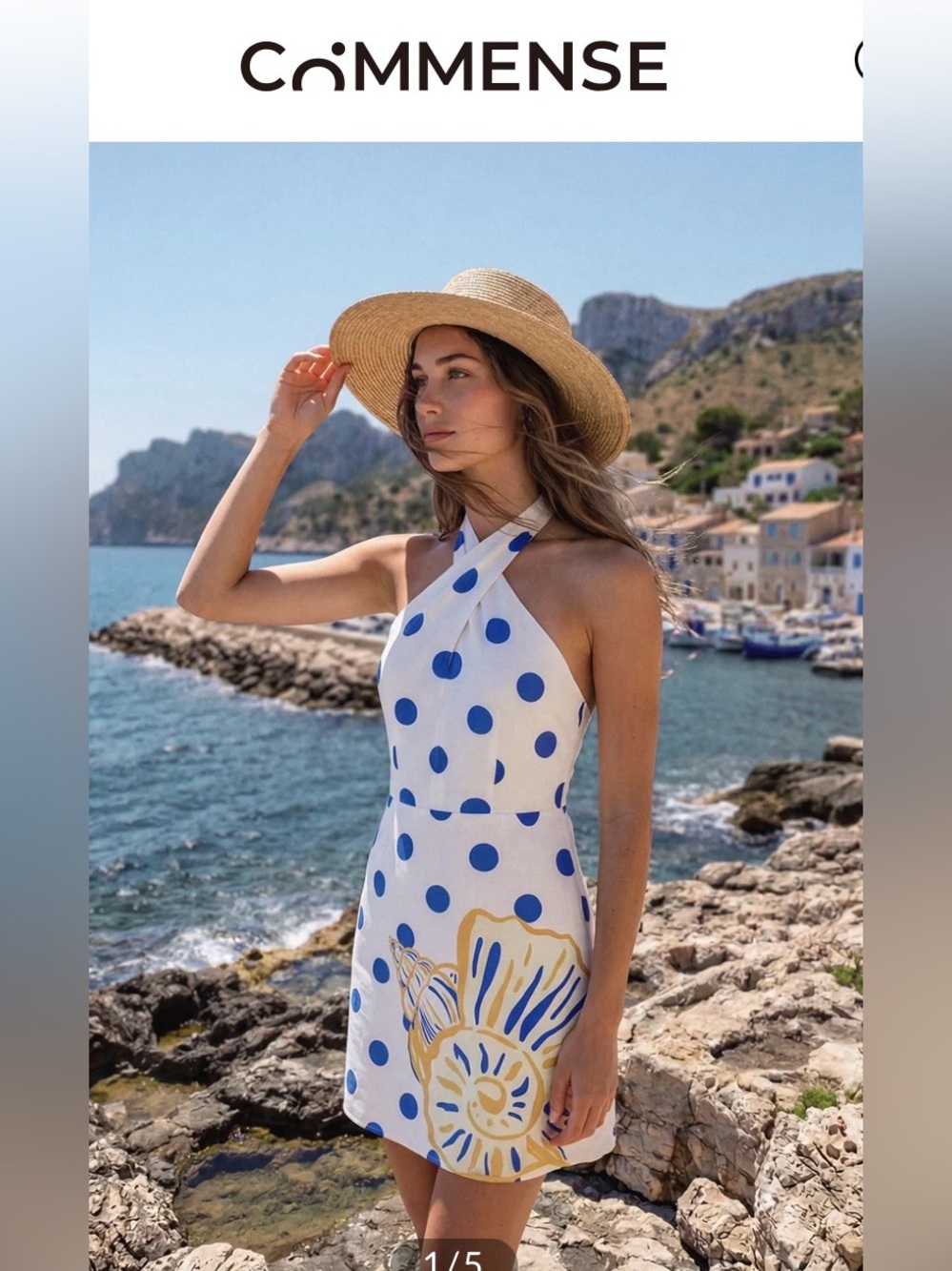 Polka Dot Shell Print Halter Mini Dress
$36.00 USD